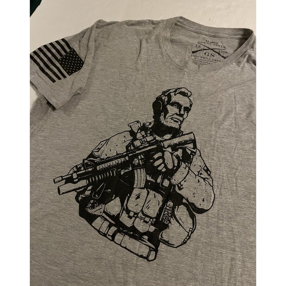 Grunt Style Abraham Abe Lincoln Army Military T-Shirt XL Veteran USA President